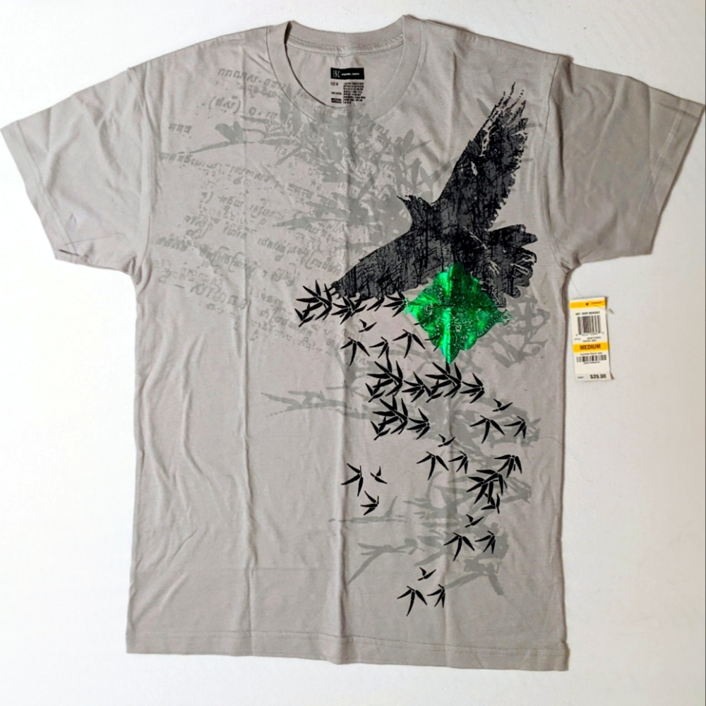 Bird In Flight Silver Bamboo Print T-shirt